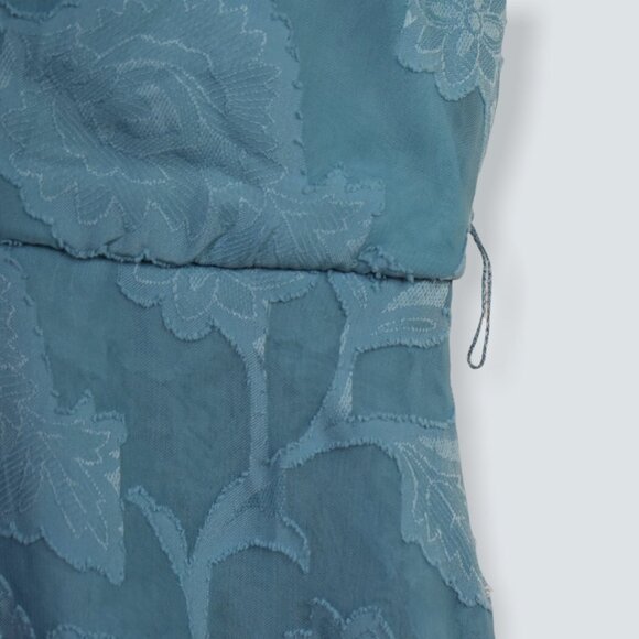 Teeze Me Dress 11/12 Womens Halter Sleeveless Ruffle Layer Floral Print Blue - Picture 5 of 11